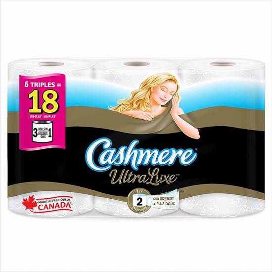  Cashmere UltraLuxe Premium Soft & Thick 双层厕纸/卫生纸（6卷）4.7折 5.24加元！相当于18卷！