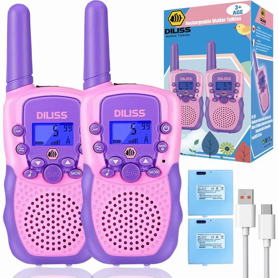  DILISS 3公里 可充电 儿童远距离无线手台对讲机2件套5.3折 24.99加元包邮！