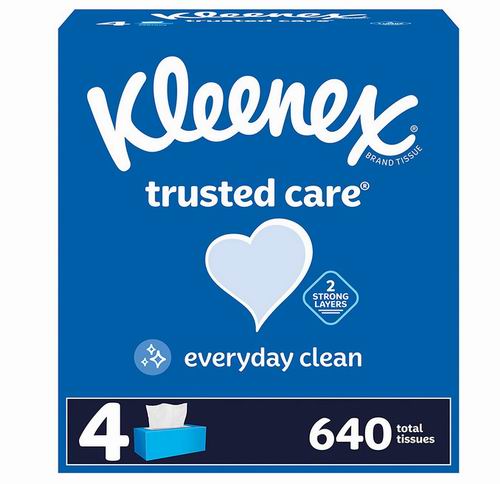  Kleenex 舒洁 超软面巾纸/抽纸（160抽x4盒、640张）（原价 8.97加元）