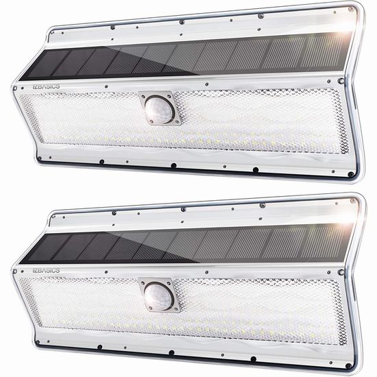  白菜价！EZBASICS 200 LEDs 超亮太阳能室外运动感应灯2件套3.2折 13.99加元包邮！单个仅6.99加元！