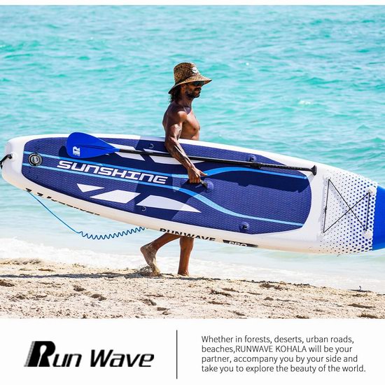  历史新低！Run Wave 11英尺加大 SUP充气站立式桨板5折 200.13加元包邮！