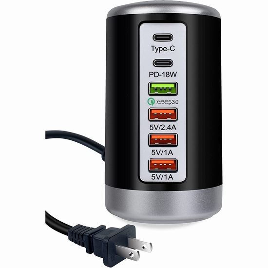  Daisywood 65W PD & QC 6口USB快速充电站 15.99加元（原价 30.99加元）