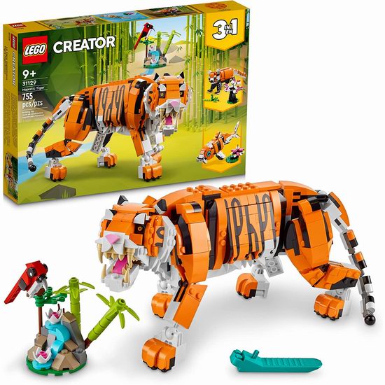  Lego 乐高 31129 创意百变 三合一 威武的老虎（755pcs）6.2折 39.97加元包邮！