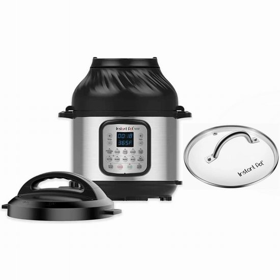  历史新低！Instant Pot Duo Crisp 6夸脱 11合一 三锅盖 智能空气炸锅+电压力一体锅+玻璃锅盖套装4.7折 119.99加元包邮！