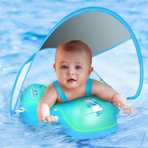  LAYCOL 宝宝充气游泳浮圈 带防晒伞蓬 增加尾部不翻转 39.99加元（原价 49.99加元）！4色可选！