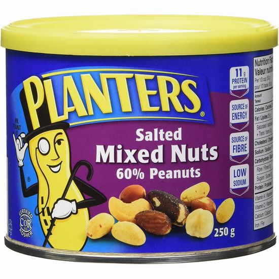  Planters 盐焗混合坚果（250克）4.2折 2.63加元！