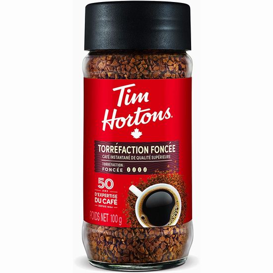 Tim Hortons 中度 烘焙速溶咖啡（100克）5折 4.25加元！