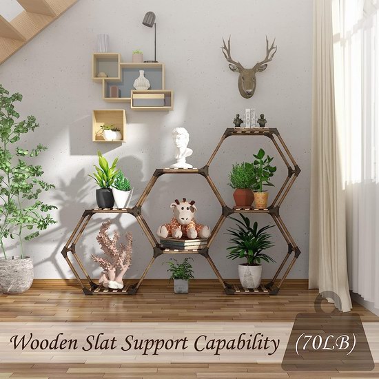 Allinside 室内室外木质六边形植物架5.3折 37.29加元包邮！