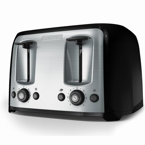  BLACK+DECKER TR1478BD 4片烤面包机6.9折 37.98加元包邮！会员专享！