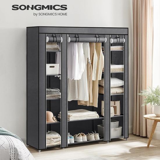  SONGMICS 59英寸 便携式钢结构简易衣柜5.9折 58.72-59.39加元包邮！4色可选！