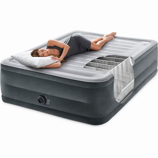  近史低价！Intex 64417ED Dura-Beam系列 22英寸加高Queen充气床垫6.3折 93.56加元包邮！内置电动泵！