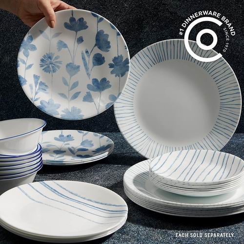  Corelle  8.5英寸 防碎防刮 植物条纹圆形餐盘6件套 40.95加元（原价 48.78加元） ！每个6.82加元