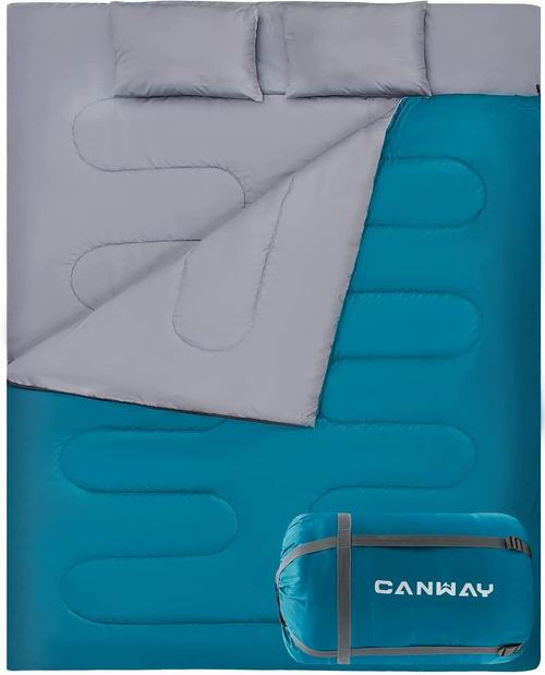  CANWAY 轻便防水双人睡袋 带2个枕头 69.99加元（原价 79.99加元）！2色可选！