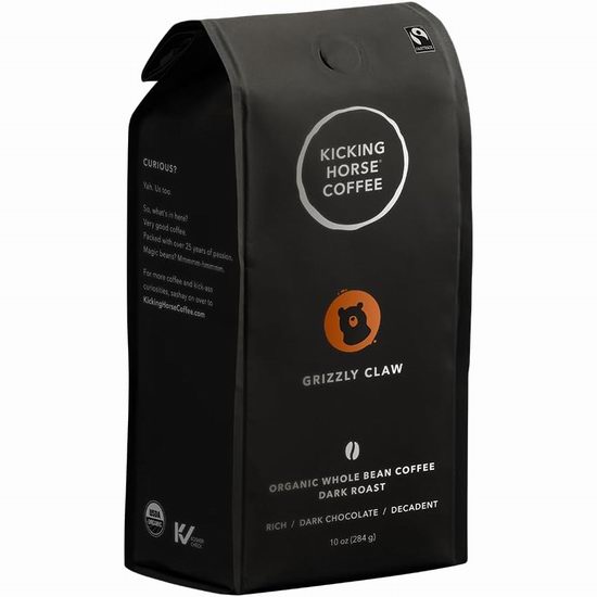  Kicking Horse Coffee踢马深度烘焙 有机咖啡豆（1磅） 12.32加元（原价 14.37加元）