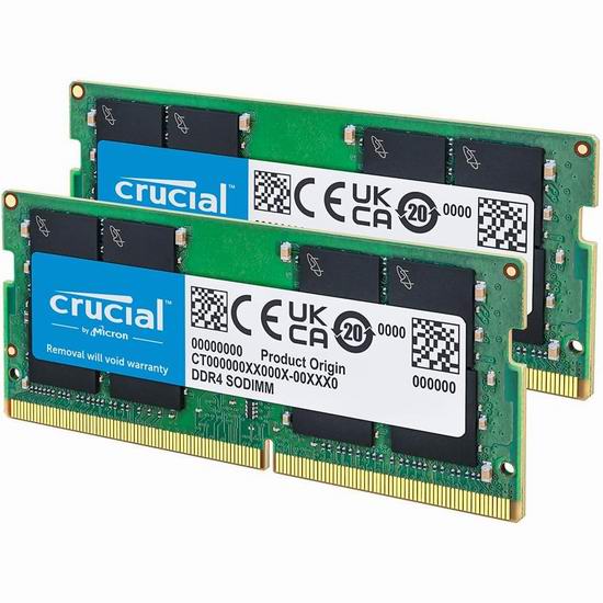  史低价！Crucial 英睿达 RAM 32GB DDR4 3200 MHz CL22笔记本电脑内存7.2折 64.7加元（原价 90.42加元）