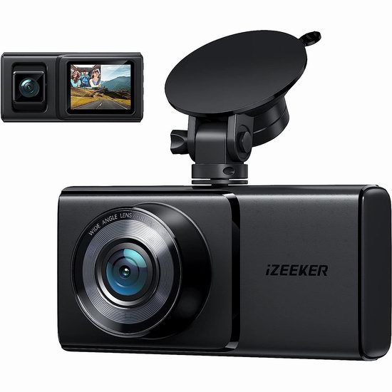  iZEEKER 1080P 内外双镜头 夜视行车记录仪3.9折 46.99加元包邮！