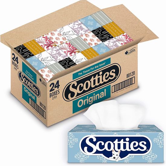  Scotties Original 双层超软面巾纸（126张 x 24盒）超值装5.2折 25.98加元！单盒仅1.08加元！