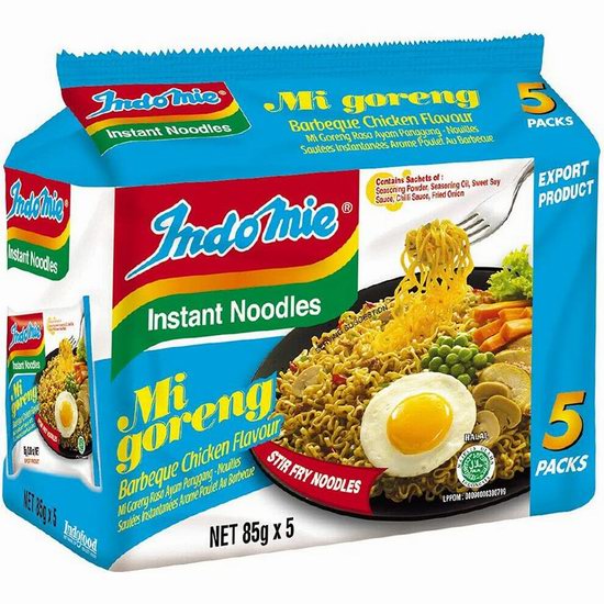  Indomie 营多 Mi Goreng BBQ鸡肉味 经典印尼炒面/方便面（85克x5袋）3.99加元！单包仅0.66加元！