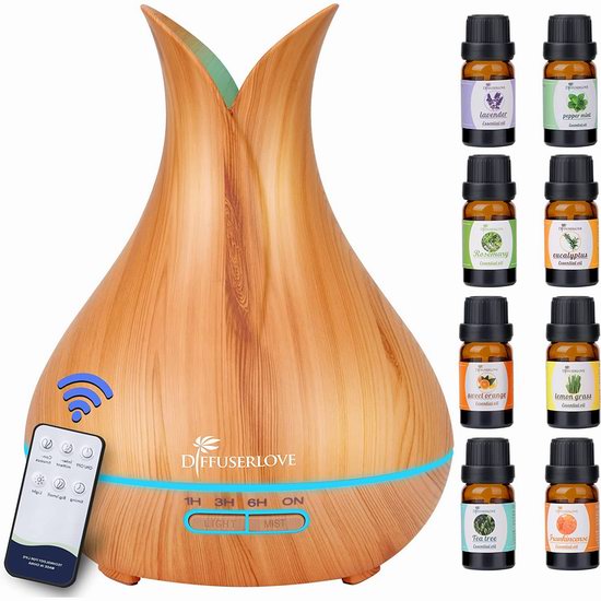  历史新低！Diffuserlove 7色夜灯/精油香薰/加湿器+天然香薰精油8瓶装 20.99加元包邮！