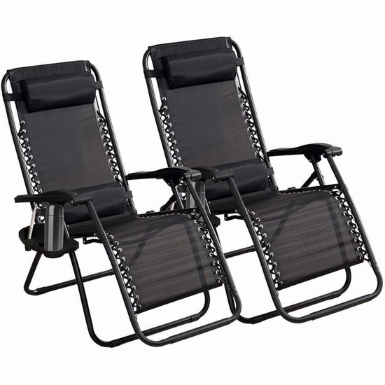  历史新低！COSDACE 黑色零重力躺椅2件套4.4折 103.99加元包邮！2色可选！