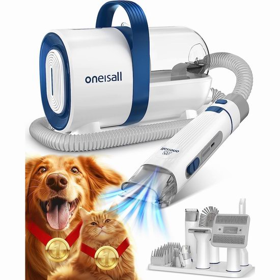 历史新低！oneisall 七合一 宠物猫狗真空吸尘器 美容剃毛器套装 126.34加元（原价 199.99加元）