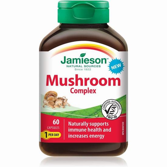  白菜价！历史新低！Jamieson 健美生 Mushroom 提高免疫力 蘑菇复合片（60粒）2.9折 6.46加元！