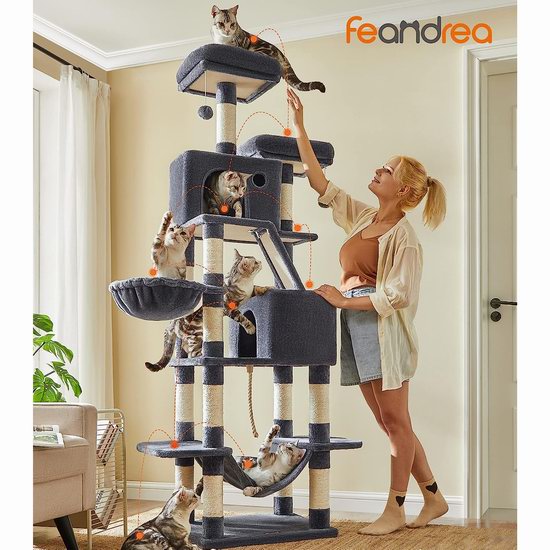  FEANDREA 2.06米超高 豪华猫树公寓/猫爬架5.2折 125.99加元包邮！2色可选！