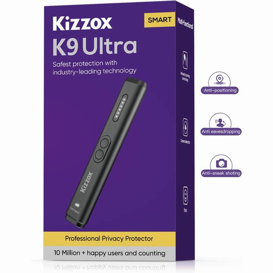  白菜价！Kizzox K9 Ultra 专业防针孔录像/窃听/GPS跟踪 探测器3折 39.89加元包邮！