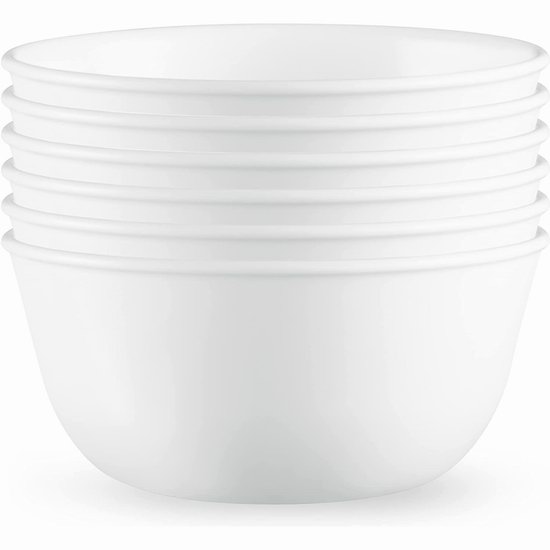  近史低价！Corelle 康宁 Vitrelle 28盎司 白色汤碗6件套6.6折 26.67加元！单个仅4.44加元！