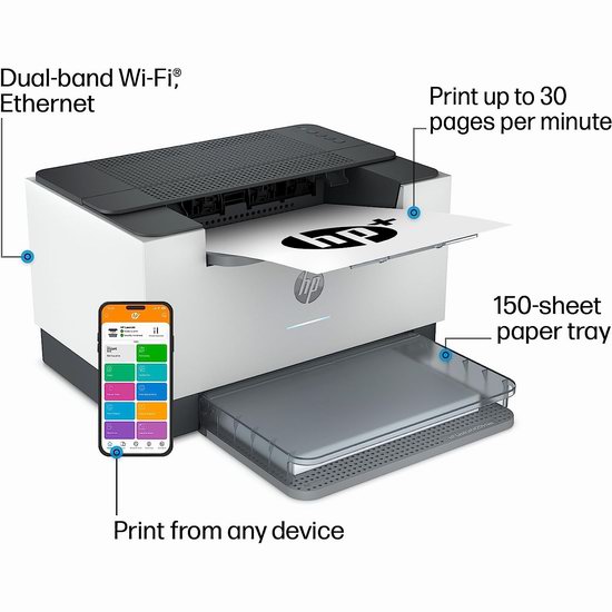  历史最低价！HP 惠普 Laserjet M209dwe 无线黑白激光打印机5.6折 109.99加元包邮！送6个月墨粉！