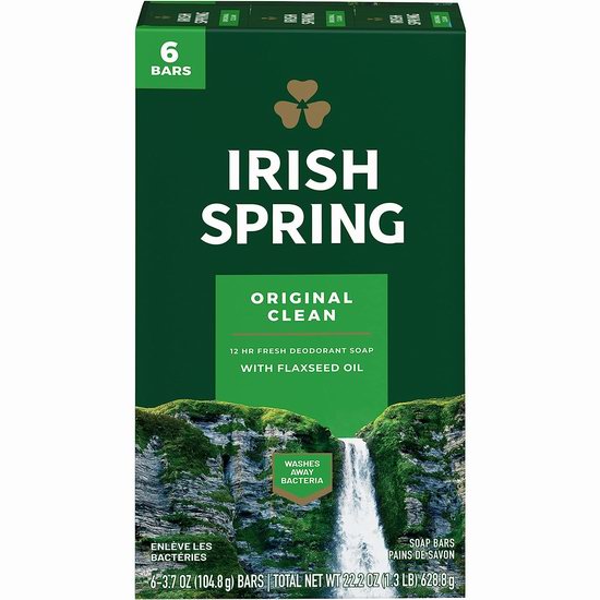  Irish Spring 清新香皂（6 x 104g） 4.49加元！2种香型！