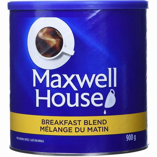  历史新低！Maxwell House 麦斯威尔 轻度烘培 早餐混合咖啡粉（900克）5折 9.02加元！