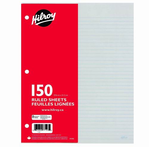  Hilroy 3孔150张活页纸 1.99加元