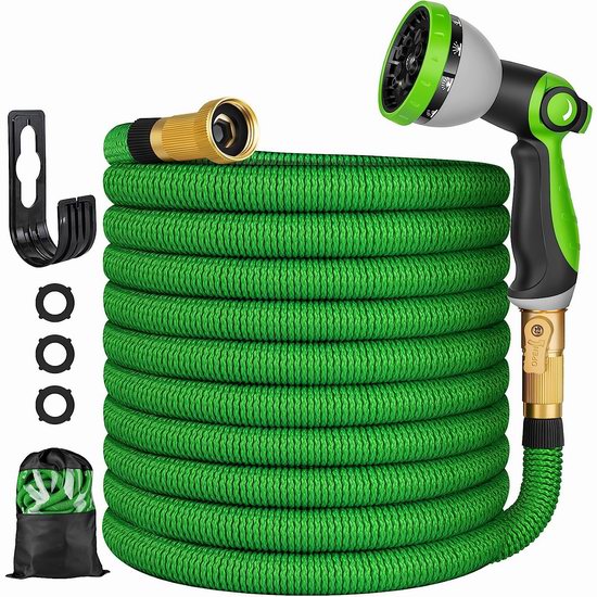  Relxitl 超耐用 100英尺 花园浇水 弹性伸缩水管5.3折 38.99加元（原价 73.99加元）！送喷头+挂钩！