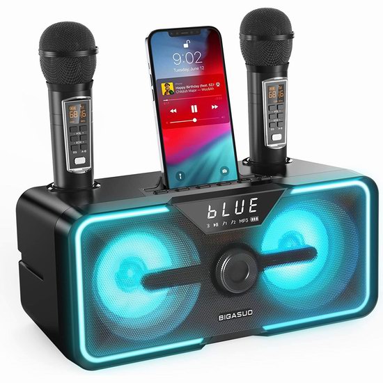  BIGASUO 双无线麦克风 多功能卡拉OK机5.3折 89.99加元包邮！会员专享！