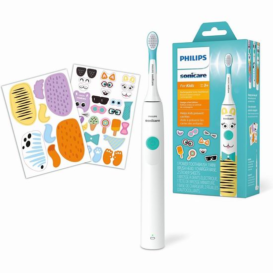  史低爆款！Philips 飞利浦 HX3601/01 声波震动 DIY萌宠贴图 儿童电动牙刷5.4折 29.95加元！