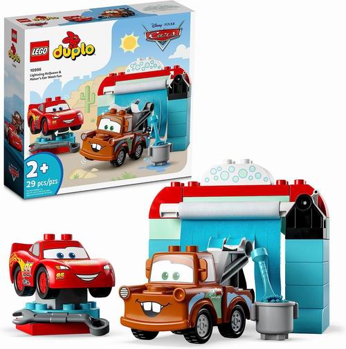  史低价！LEGO 乐高 Duplo得宝系列赛车总动员：闪电麦坤与板牙的洗车之乐4.8折 19加元（原价 39.99加元）