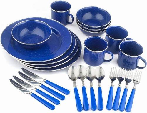  StanSport  蓝色搪瓷餐具24件套 46.49加元（原价 86.97加元）