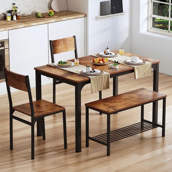  历史新低！SDHYL 复古木纹餐桌椅4件套5.7折 166.25-175加元包邮！3色可选！