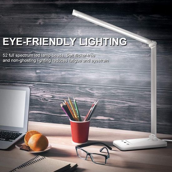  Whicow 可调亮度LED护眼台灯 19.99加元！带USB充电口！2色可选！