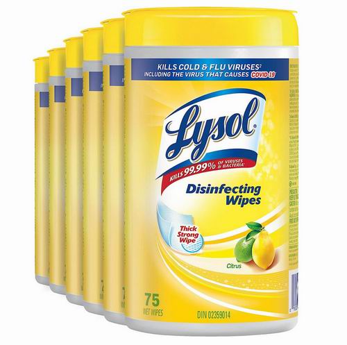  LYSOL 柑橘味 消毒湿巾 6x75片 22.17加元（原价 35.82加元）！每桶4.26加元