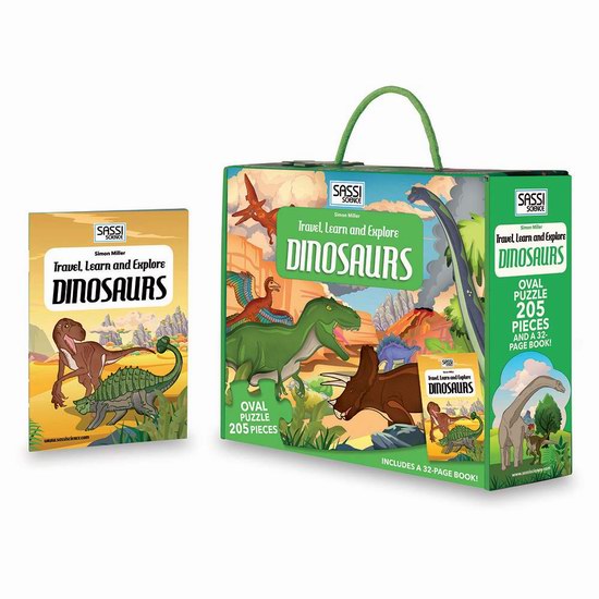  超级白菜！历史新低！《Dinosaurs 恐龙》儿童书+拼图套装0.3折 0.95加元！