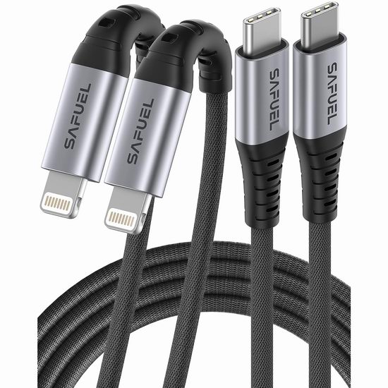  白菜价！历史新低！SAFUEL USB C to Lightning 充电数据线2件套2.6折 8.99加元！