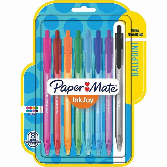  史低白菜价！Paper Mate InkJoy 100 RT 彩色圆珠笔8件套2.4折 2.96加元！