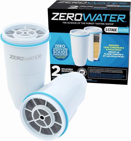  ZeroWater 家用净水器/净水壶 过滤芯2个装 29.96加元（原价 47.59加元）