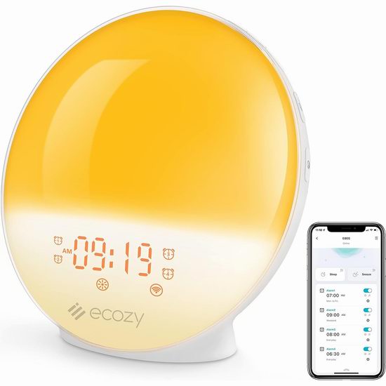  ecozy WiFi 多功能智能自然唤醒灯6折 41.79加元包邮！