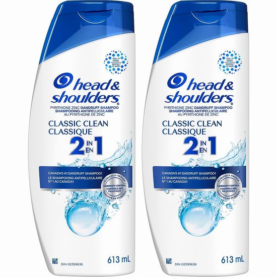  Head & Shoulders 海飞丝 Classic Clean 洗护2合1 去屑洗发水（2 x 613ml） 15.7加元！