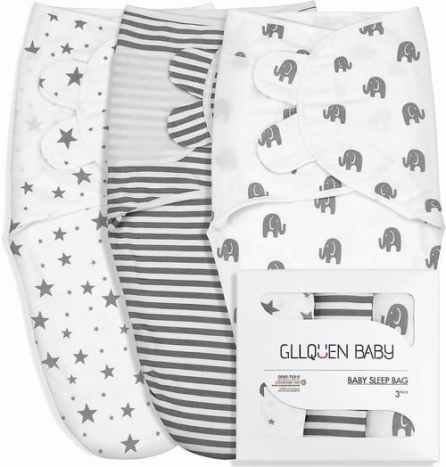  Gllquen 婴儿纯棉襁褓毯3件套 26.96加元（原价 42.99加元）