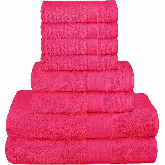  GLAMBURG 纯棉毛巾+浴巾8件套4.2折 29.64加元！18色可选！