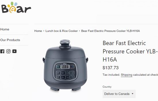 Bear 小熊 10合一 多功能电压力锅5.1折 69.99加元包邮！